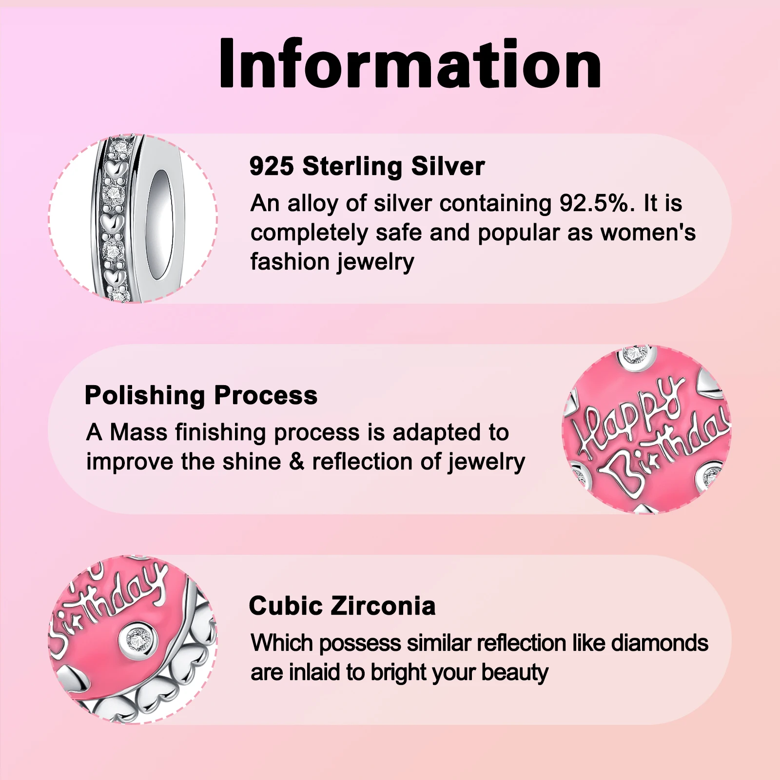 925 فضة الوردي عيد ميلاد سعيد كعكة الخرز ، يناسب الأصلي باندورا سوار ، قلادة ، DIY بها بنفسك السحر ، صنع المجوهرات