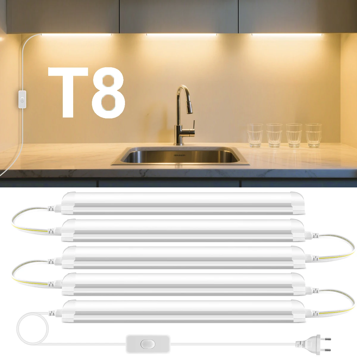 25 واط LED تحت كابين الجدول مصباح T8 50 سنتيمتر مصباح ليد بار أنبوب لمبة للمطبخ ، الجدار ، المرآب سقف خزانة خزائن الإضاءة ديكور #1