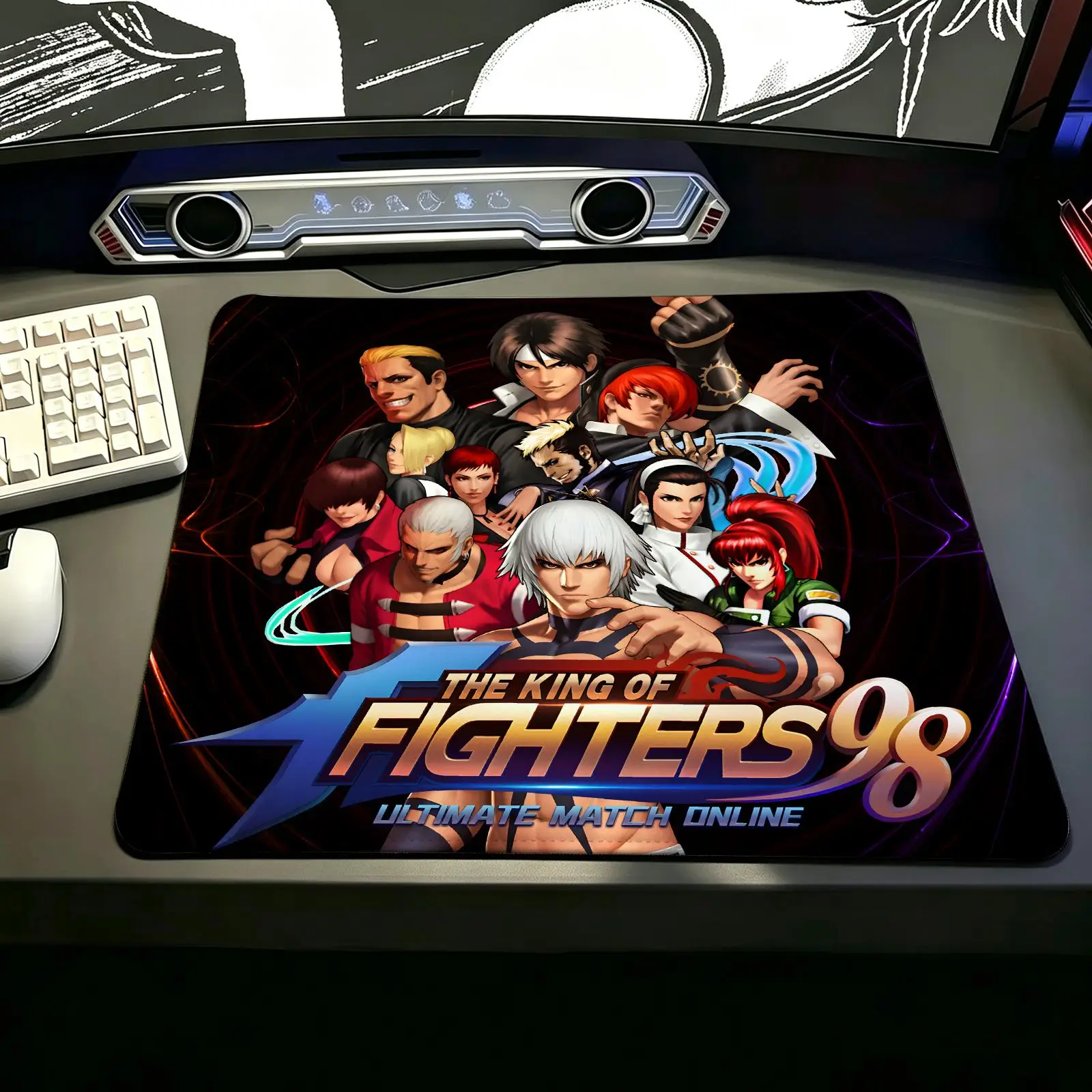 The King of Fighters  S/M/L Gaming Mat,Reinforced Stitched Edge,Portable Non‑Slip Pad for Laptop Office & E‑Sports Game Play