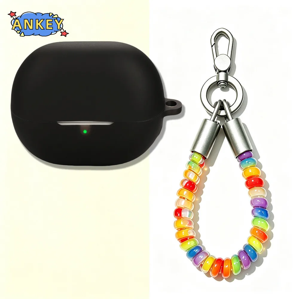 Compatible with SoundPEATS POP Clip Bluetooth Earphones Silicone Protective Case with Cute Colorful Elastic Lanyard