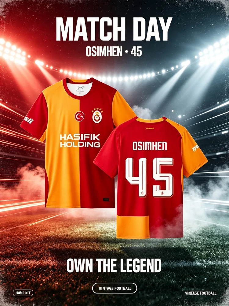 2026-27 Neuer Rafael Leão # 27 Victor Osimhen # 45 Atmungsaktives T-Shirt für Männer und Frauen, Galatasaray Fußballtrikot, Unisex-Familien- und Kinder-T-Shirts – Detail 3