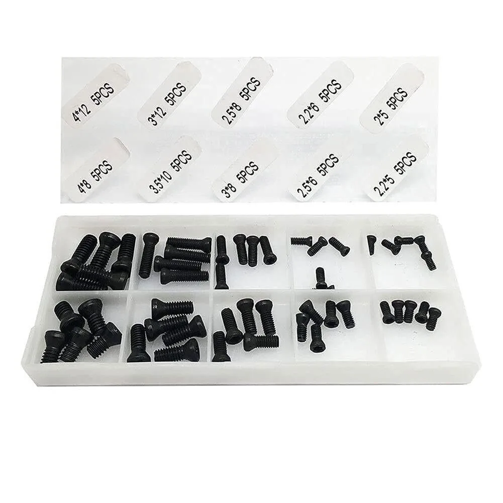 50 Screws for Fastening Carbide Inserts on Tool Holders Compatible with M2 M2 2 M2 5 For M3 and For M3 5 4 Models