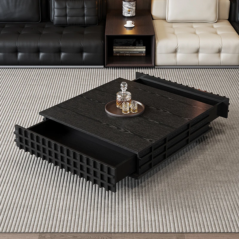 HHItalian Minimalist Coffee Table Living Room Home Light Luxury High-end Italian Modern Minimalist Wabi Sandy Wind High-end Soli