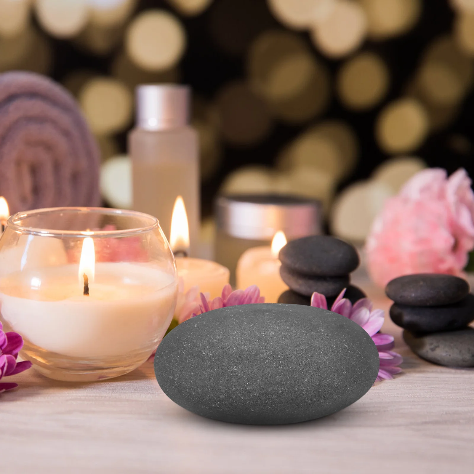 

Volcano Massage Stones Size 3 Convex Side Natural Stones for Spa Healing Hot Massage Stone