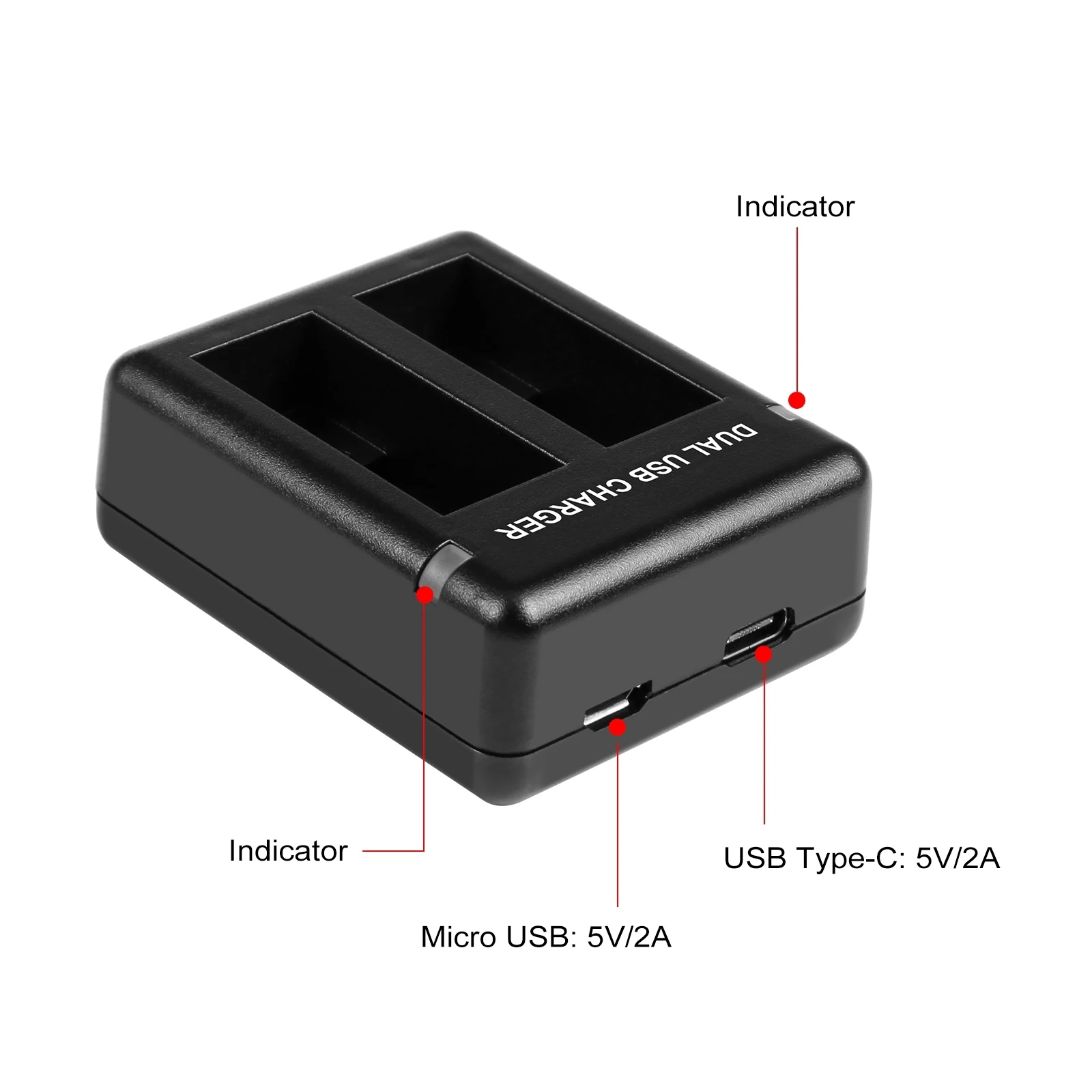 Puluz usb Dual-Batterie-Ladegerät für gopro hero11 schwarz/hero9 schwarz/hero10 schwarz
