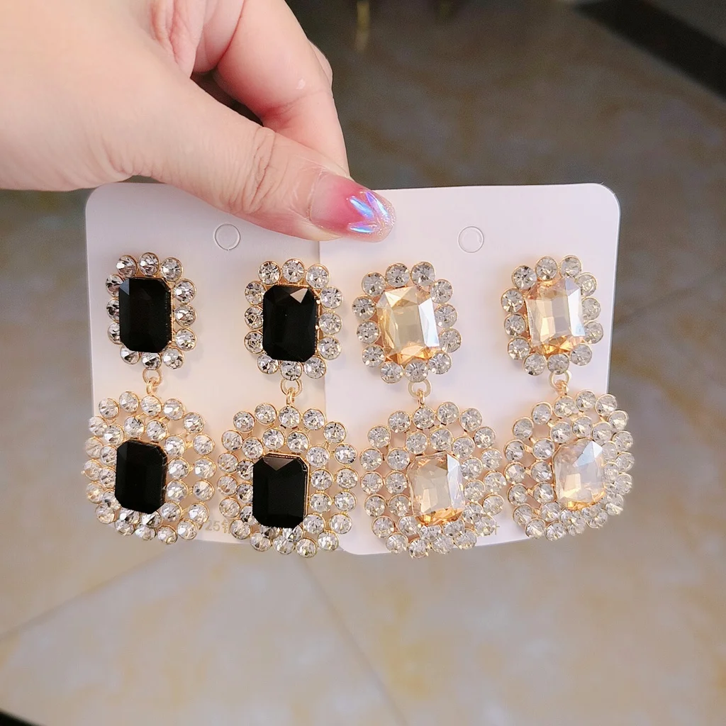 Exaggerated Fashion Crystal Light Luxury Geometric Earrings