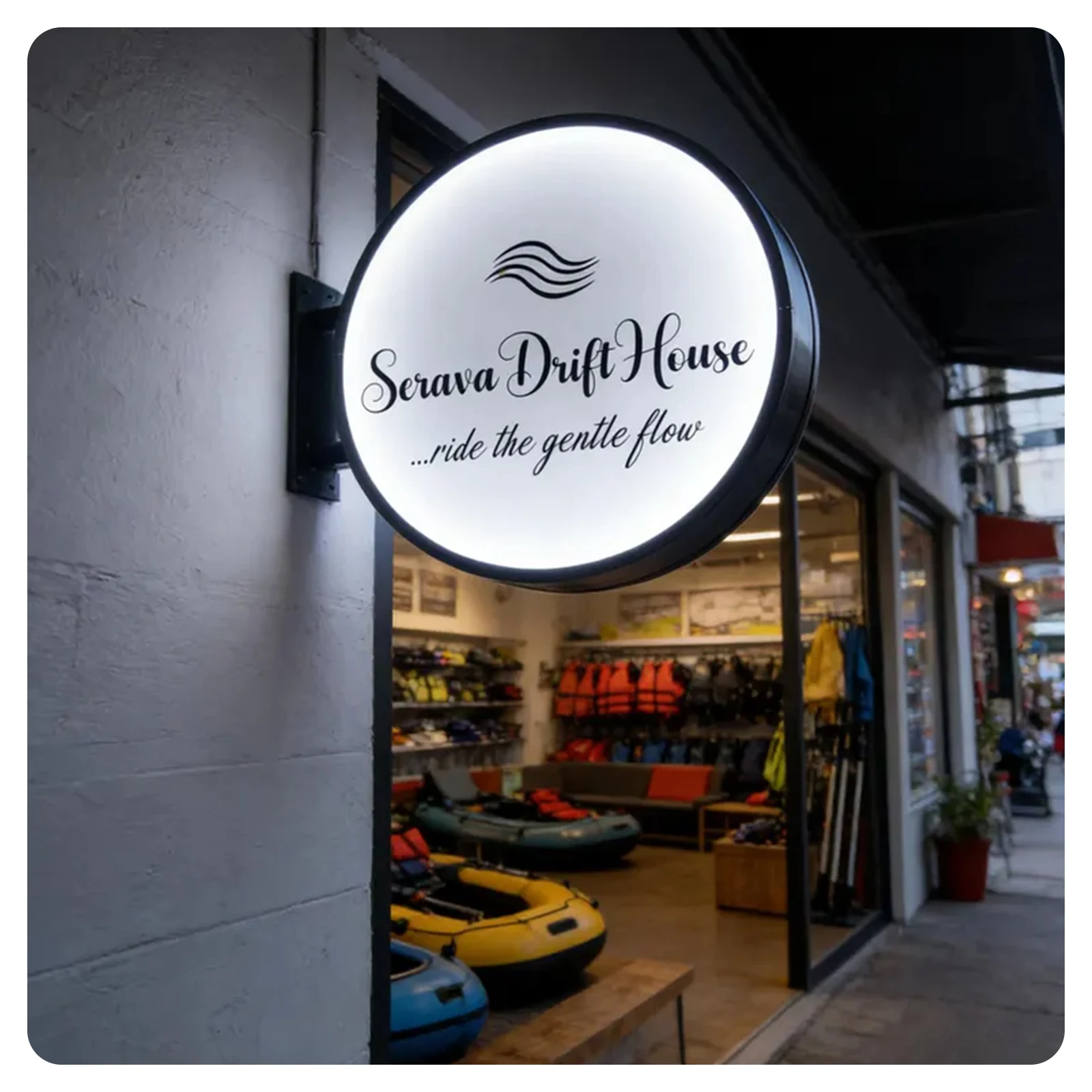 Custom Round LED Lights Box Double-Sided Outdoor Business Sign Illuminated Storefront Sign Personalized Logo Sign for Shops