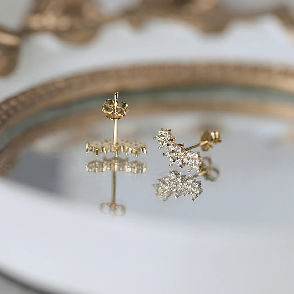 925 Sterling Silver Piercing Earring INS European and American White Zircon Flowers Stud Earrings For Women Jewerly