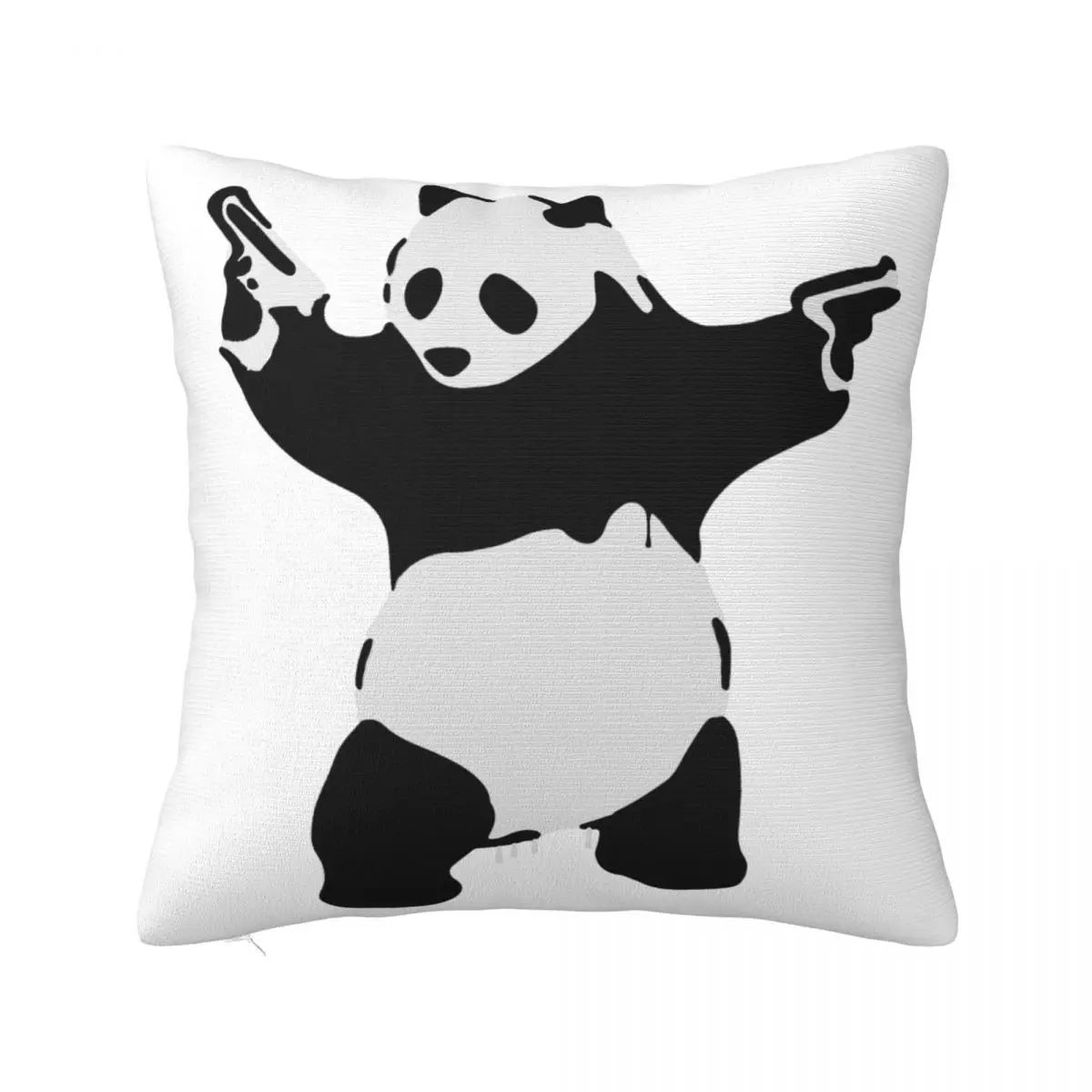 Banksy Pandamonium Armed Panda Street Art Pillowcases Polyester Car Cushion Case Funny Decor Pillow Cover 45*45