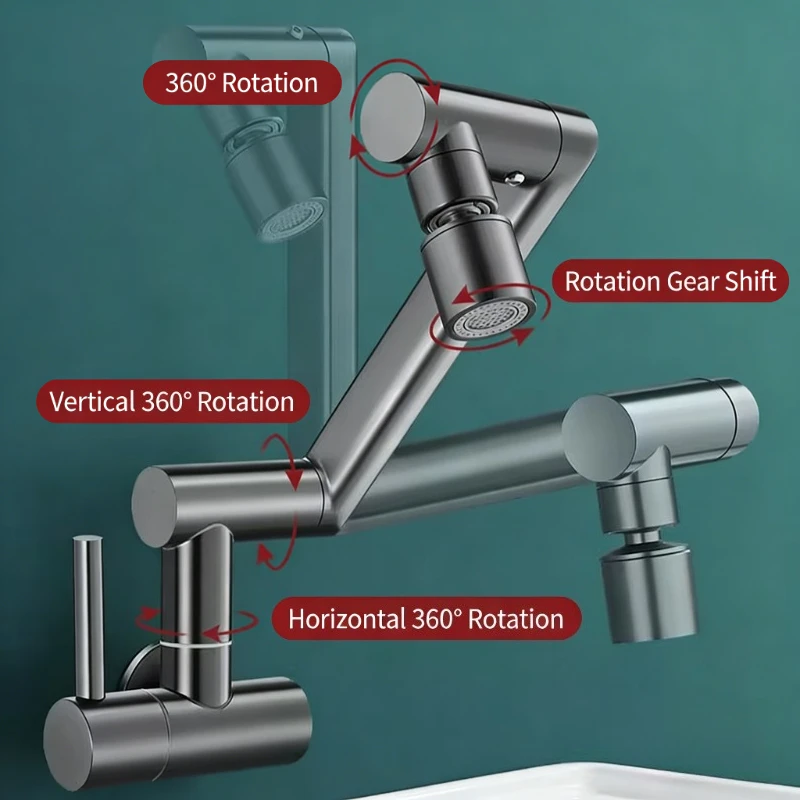 

Balcony Mop Pool Tap Wall-mounted Bathroom Faucets 360° Rotation Kitchen Sink Basin Faucet Single Cold Water Tap Household