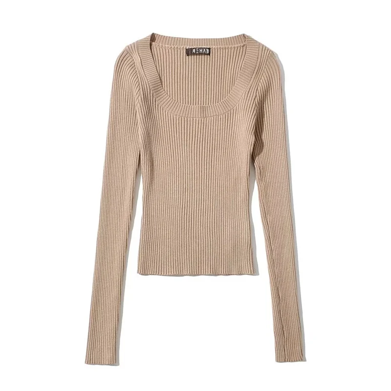 Spring Autumn Knitted Long Sve Women's Sweater Stripe Pattern Large Collar Slim Fit Casual Faion Trendy Sle by Ins