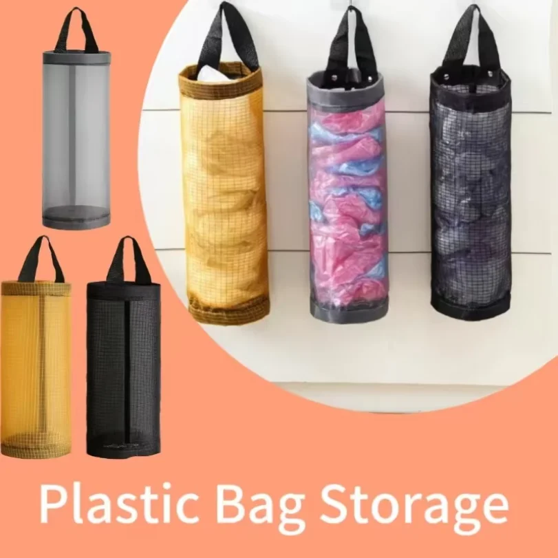 Garbage Bag Storage Kitchen Accessories Plastic Bags Dispenser Holder Organizing Hanging Reused Wall Mount Storage Sundries Bags