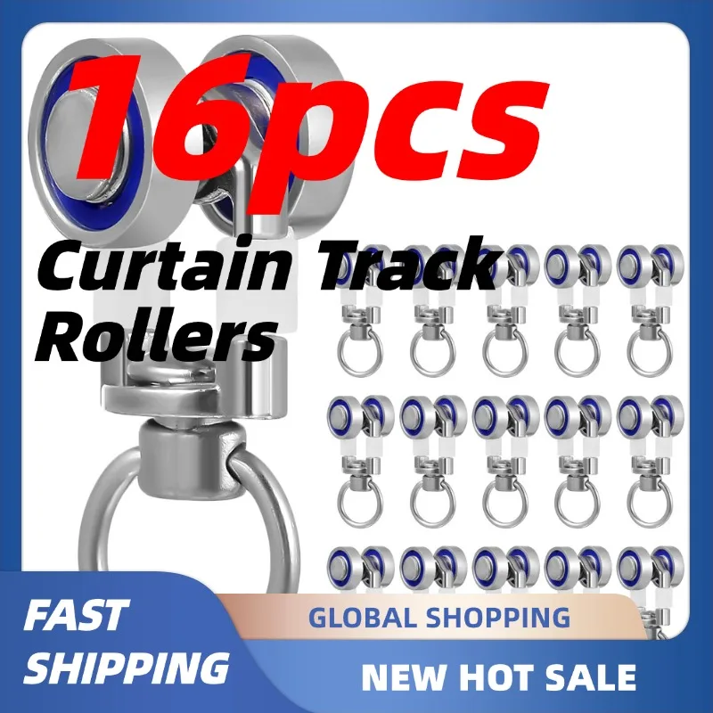 

16pcs Curtain Track Rollers Ceiling Curtain Track Hooks Flexible Bendable Clips Plastic Drapery Rail Gliders With Hooks