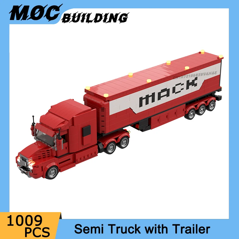 

MOC Building Blocks City Transport Vehicle Semi Truck With Trailer Model DIY Creative Assemble Bricks Car Toys Collection Gifts