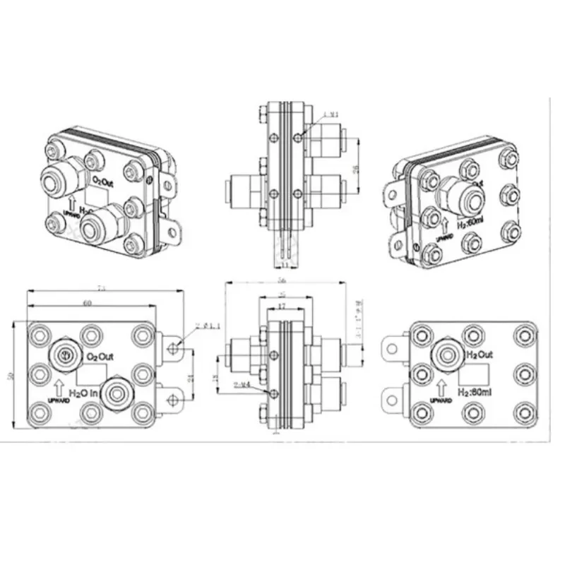 60ML Electrolytic Cell Module Hydrogen Generator PEM Proton Film Electric Rich Hydrogen Water Machine GT-A060