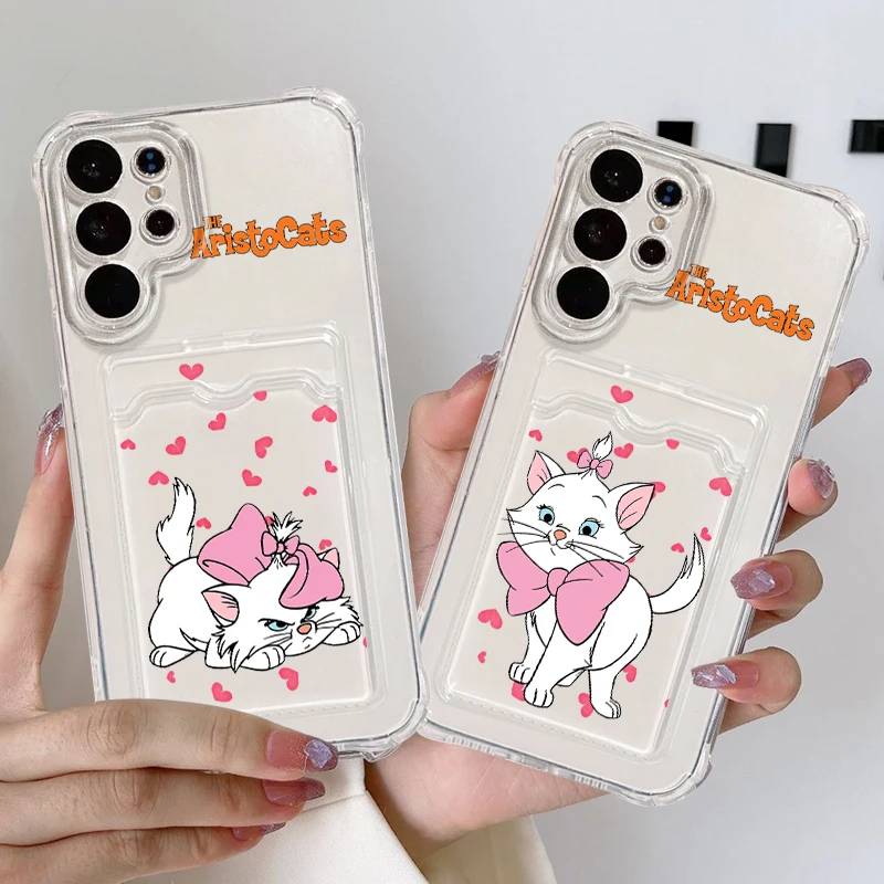 Disney Marie Cat Aristocats For Samsung S24 S23 S22 S21 S20 Ultra FE Plus A55 A53 5G Photo Card Bag Transparent Funda