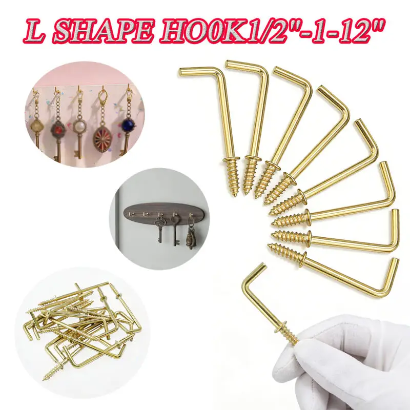 50~10pcs Picture Photo Frame Lamp Light Cabinet Tool Plant Curtain Wire Eyebolt Eyescrew Eye Screw in Spirals Hanger L Cup Hook