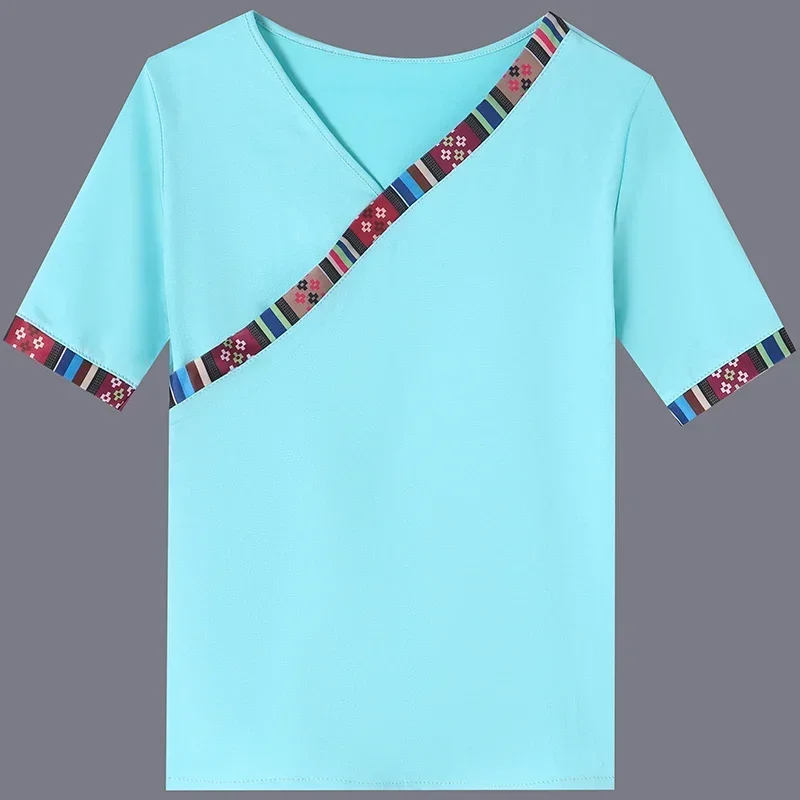 伝統的な国家チベットダンス民族衣装モン族の服フォークダンスの摩耗チベットパフォーマンスモンゴルダンストップス