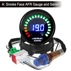 AD 52mm Digital Air Fuel Ratio Gauge + Sensor Narrowband O2 Oxygen Sensor Car Gauge Fit for 12V Car AFR Gauge LED Smoken Lens