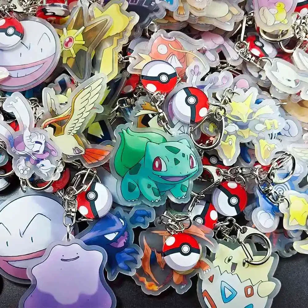 Anime Pokemon Acrylic keychain accessaries Cartoon funny Bag Pendant Gift cute bag charm Keyring Friends Fans Gifts