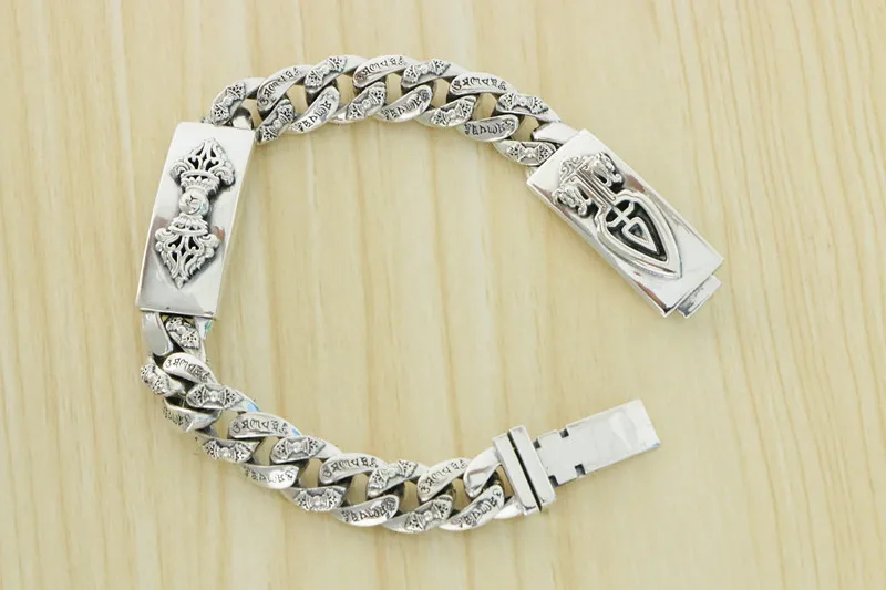 Pulsera de plata de ley S925 para hombre, brazalete elegante de China Om mani padme hum, versátil, personalidad de Vajra, jew