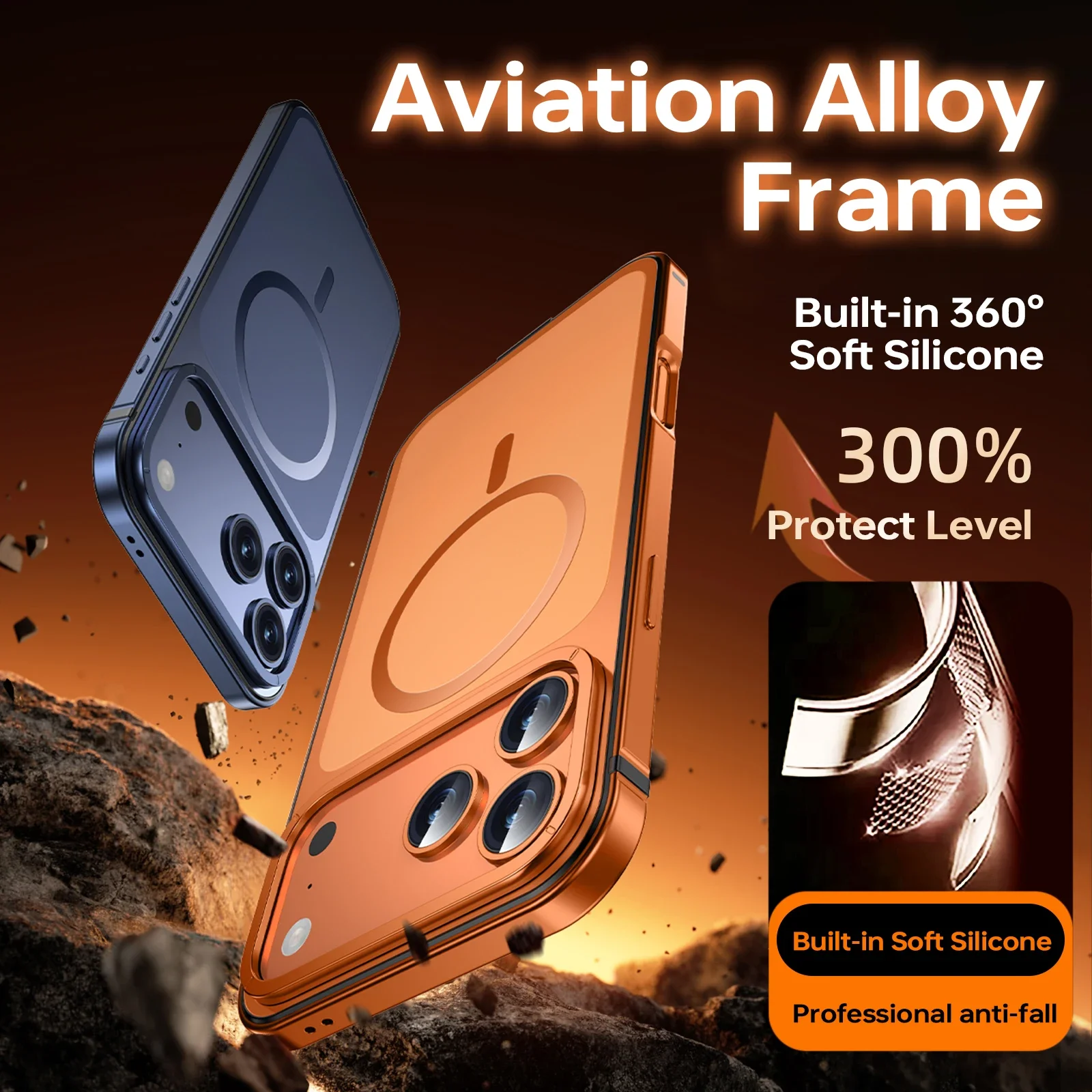 2026 حافظة جديدة عالية الجودة مناسبة لهاتف آيفون 17 برو ماكس/برو إطار معدني حماية ثقيلة حافظة هاتف مقاومة للكسر