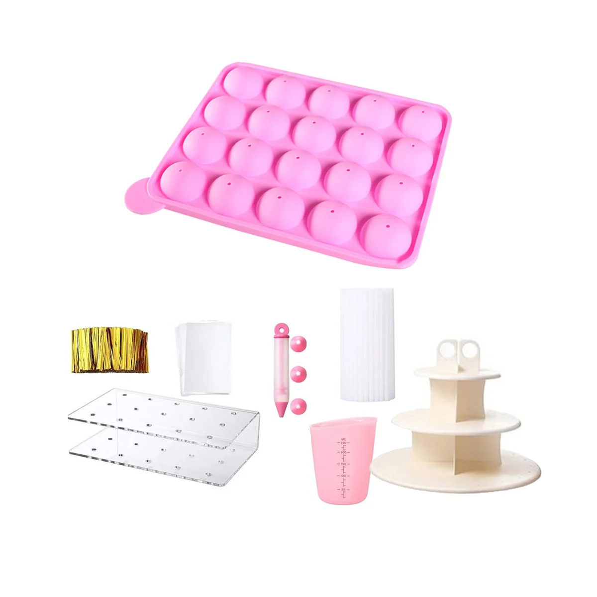 Mold Baking Spherical Chocolate 20 Holes Round Lollipop Cookie Candy Maker Pop-Lollipop Mold Stick Tray Cake Mould