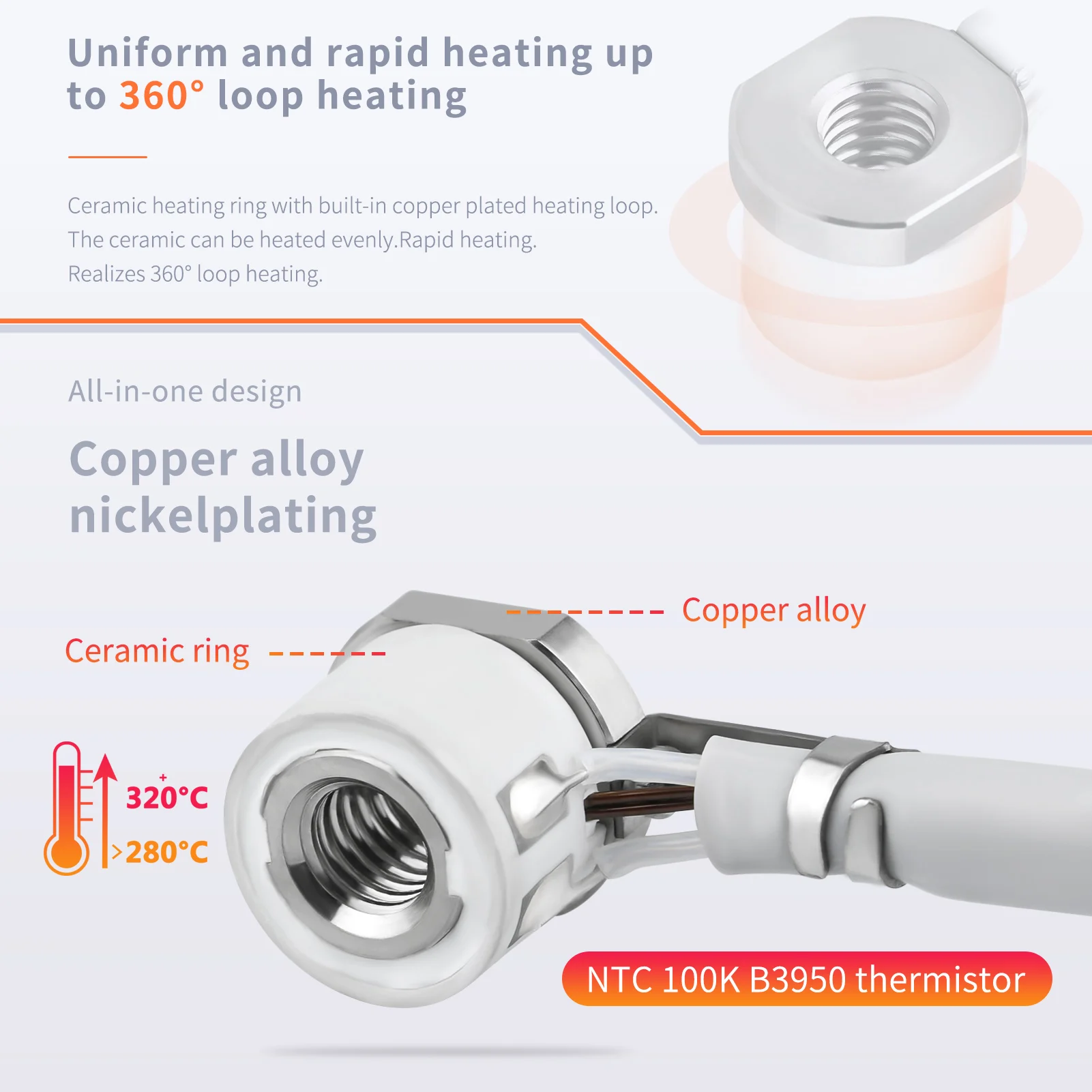 Nucleo riscaldante in ceramica riscaldamento rapido Mini per stampante 3D Ender 3 V6 Hotend CR10 CR-10 CR-6 SE MK3S