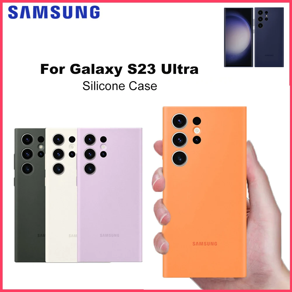 

Original For Samsung Galaxy S23 Ultra Case High Quality Soft Silicone Cover Silky Touch Protective Case For S23Ultra 5G Cases