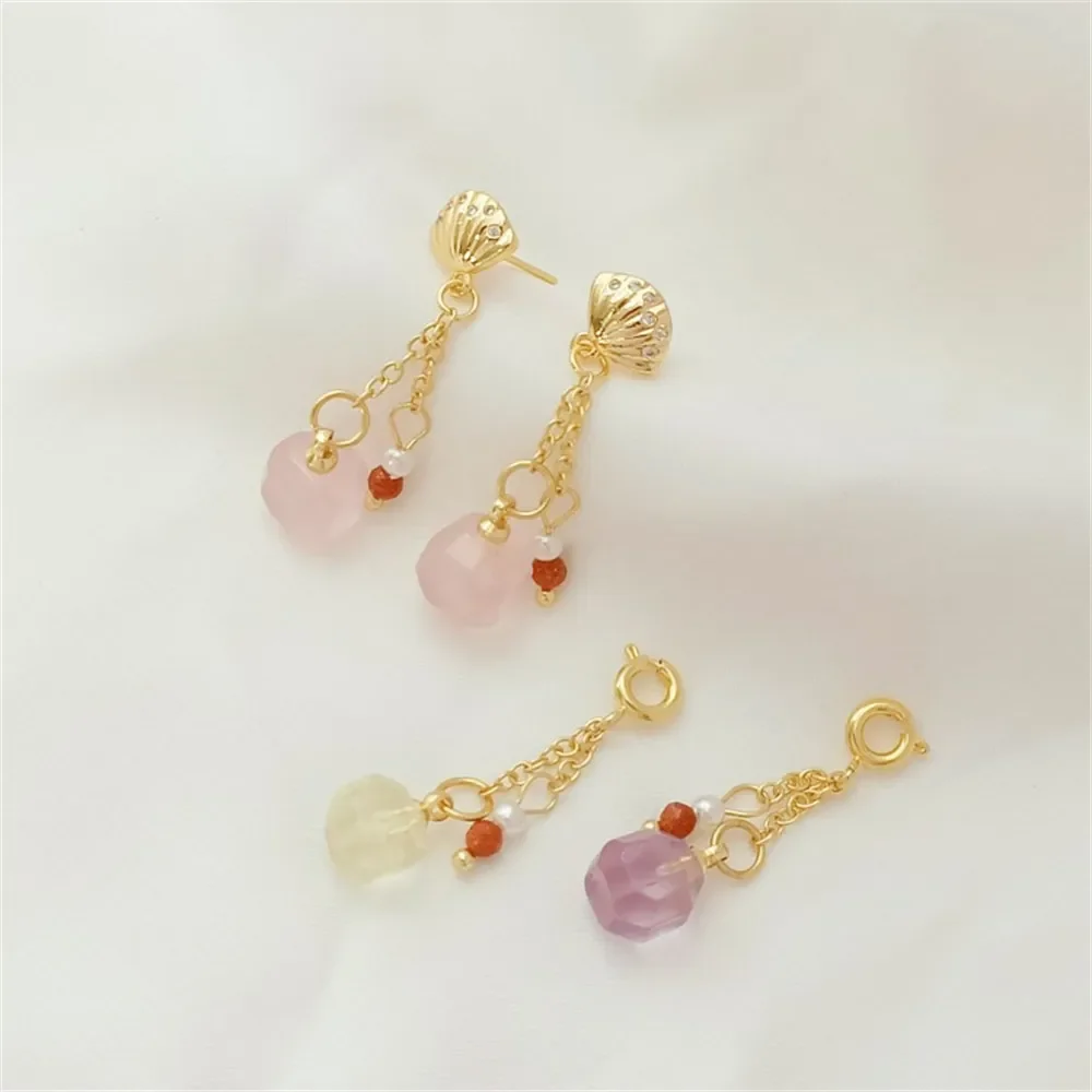 

14K Gold-plated Conformal Cut Crystal Spring Buckle Drip Slip Handcrafted DIY Bracelet Necklace Pendant Accessory