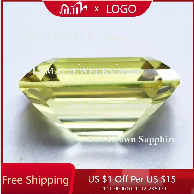 

Lab Grown Sapphire Loose Stone Gemstone Emerald Cut Yellow Color VVS1 Beads Charms for Jewelry Making Selectable AGL Certificate