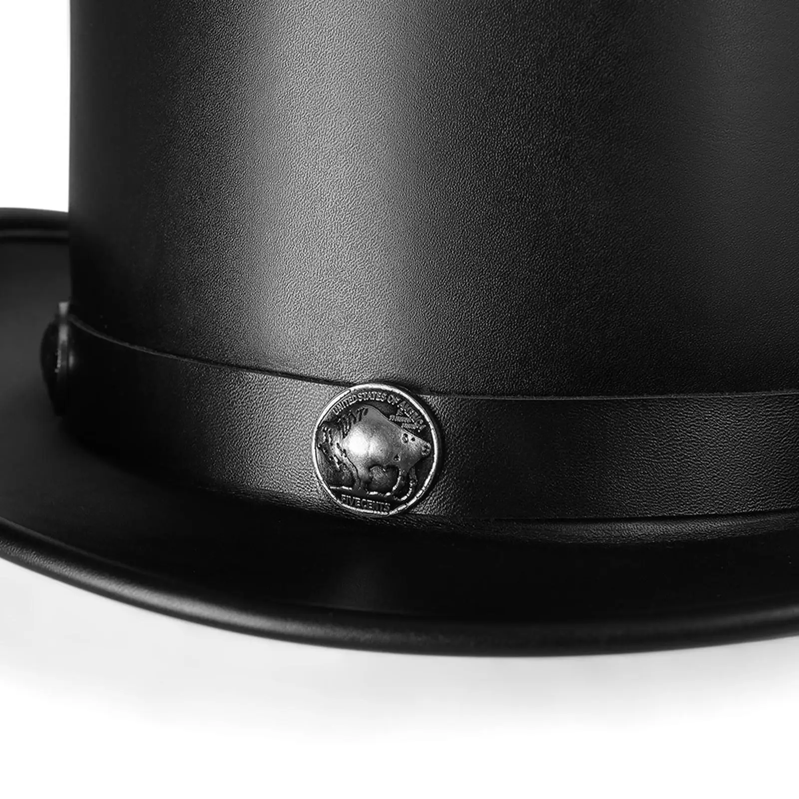 Kapelusz magika PU z nitem, skórzane nakrycie głowy na Halloween, przebranie na imprezę Showman dla mężczyzn