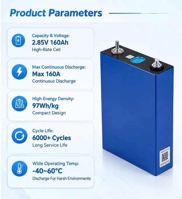 E-power NaPP73174207-OE160 160Ah Prismatic Sodium-ion Battery Cell 2.85V 456Wh for Solar Energy Storage System (ESS)