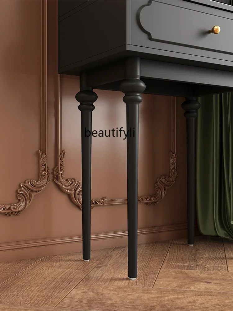 07American Retro Dressing Table Makeup Mirror Desk Integrated Chinese Style Mini Makeup Table 60