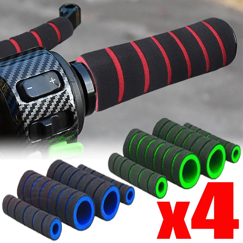 4PCS/SET Bicycle and motorcycle handlebar foam sponge grip cover universal anti-slip soft handlebar modification accessories