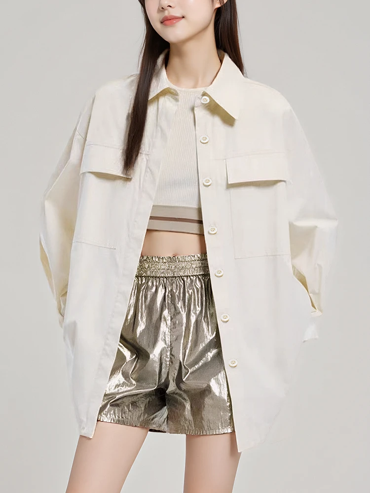 

Loose Linen irt Women's Summer 2026 Sle American Retro Waist-Cinching Sun Protection irt with ket by Chivirin