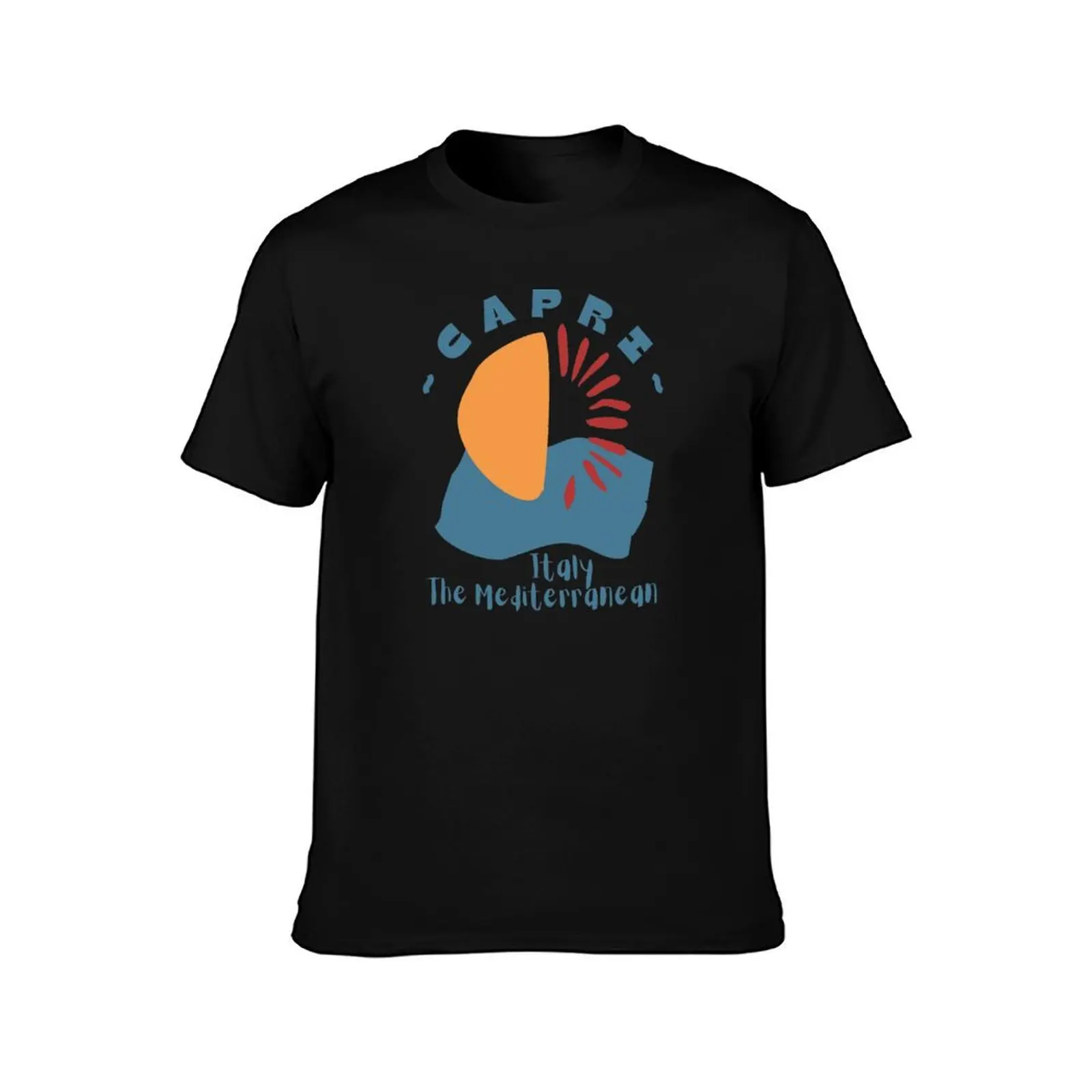Abstract Capri Italy The Mediterranean - Blue Text - Vacation / Cruise T-Shirt Simple Print Design T-Shirt