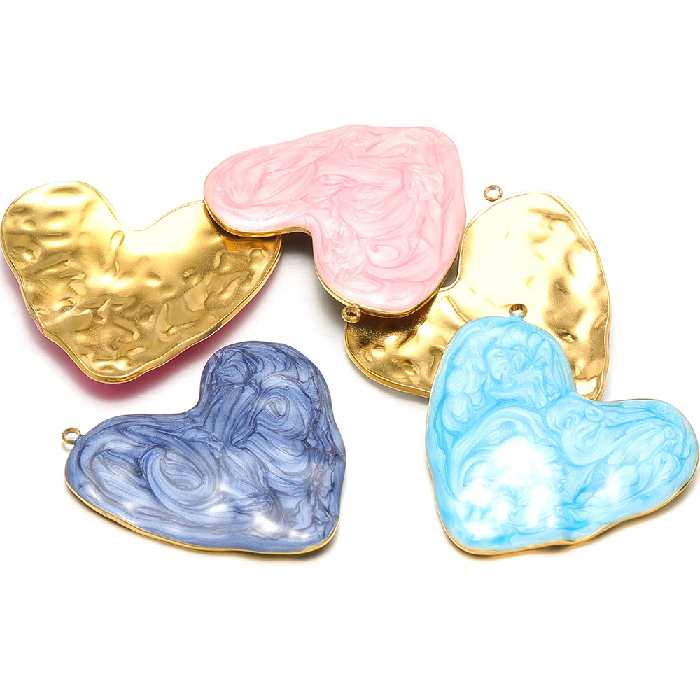 

4Pcs Stainless Steel Sweet Heart Pendants Multicolor Enamel Charms for DIY Jewelry Making Necklace Earrings Bracelet Decoration