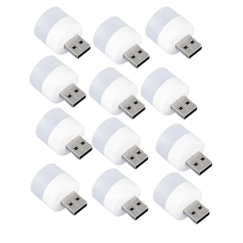 12PCS Mini USB Plug Lamp 5V Super Bright Eye Protection Book Light Computer Mobile Power Charging USB Small LED Light