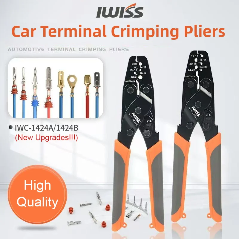

IWISS Non Insulated Open Barrel Terminal Crimp Tool Wire Crimper IWS-1424B IWC-1424A IWC-1424B Orange