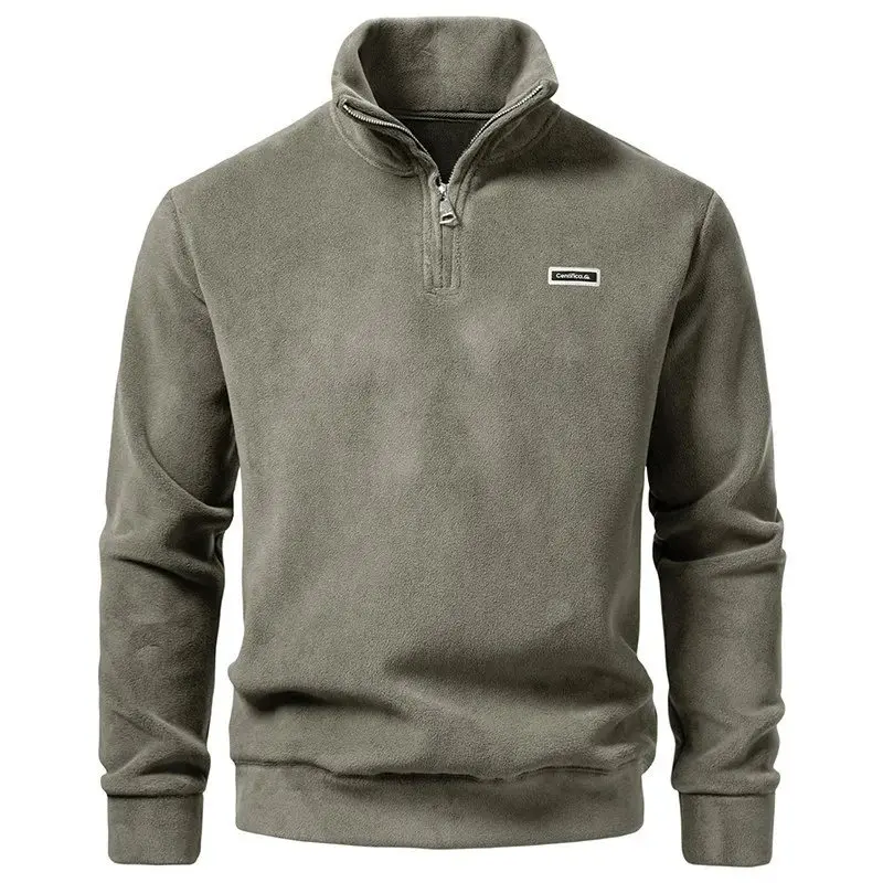 2026 Frühling Herren Halb-Reißverschluss Sportbekleidung Fleece-Gefütterter Pullover Dicker Pullover Herren Mode Urban Langarm Kapuzen-Sweatshirt