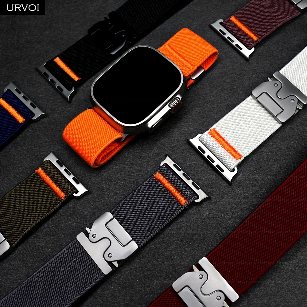 URVOI Band for Apple Watch Ultra 3 2 Series 11 10 9 8 Elastic woven nylon strap parachute buckle wristband for iWatch fashion