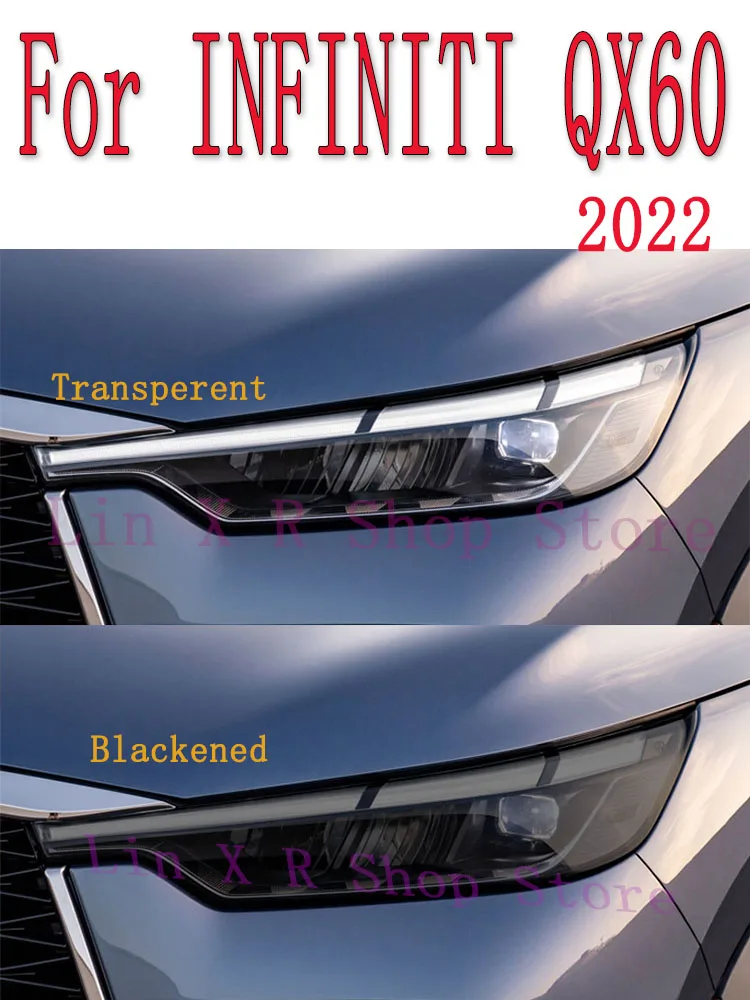 

For INFINITI QX60 2022 Accessories 2 Pcs Car Headlight Protective Film Headlamp Restoration Transparent Black TPU Sticke