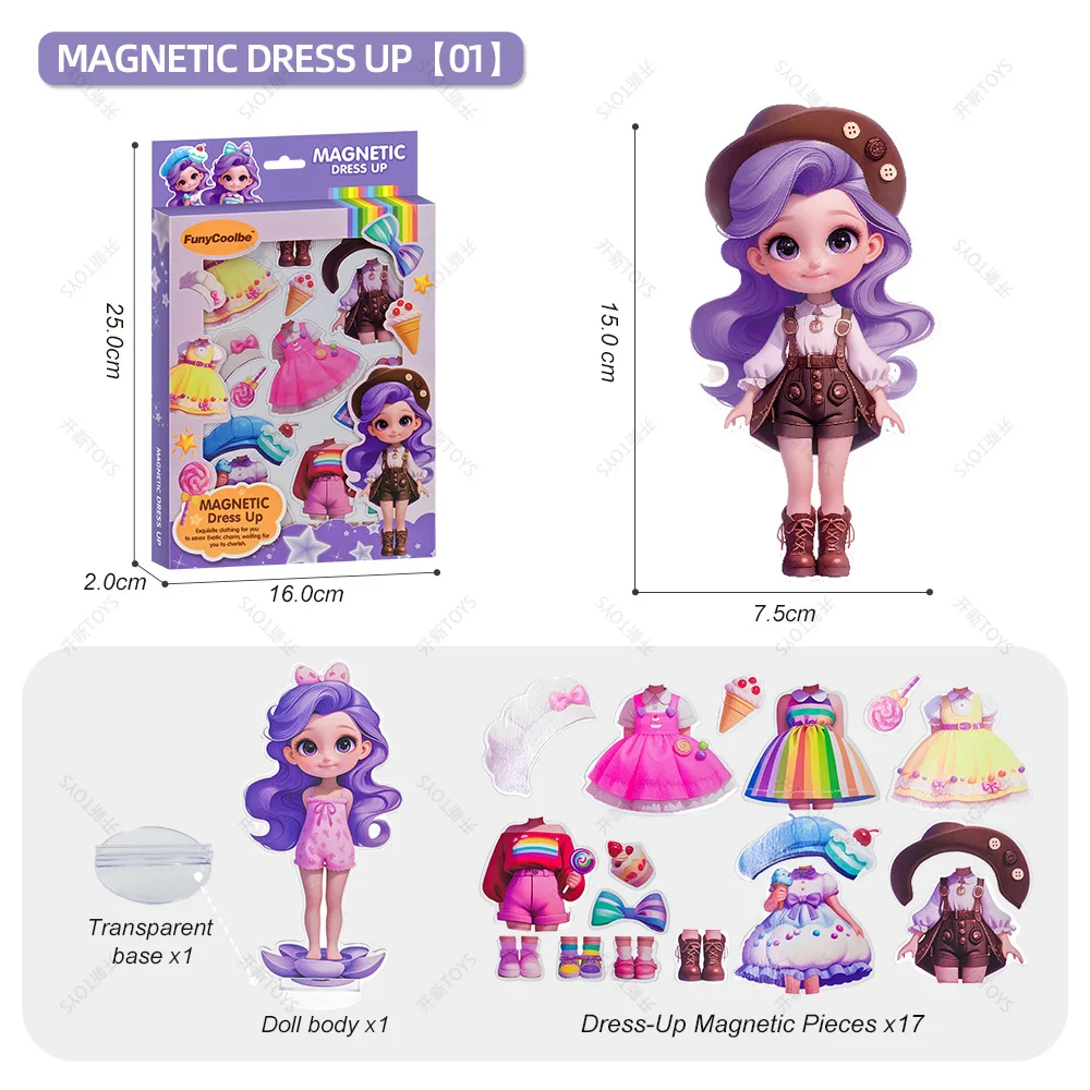 Prinzessinnen-Magnet-Aufkleber DIY Magnetische Aufkleber Kleidungswechsel-Puppe Spielzeug Magnetische Anziehpuppe Geschenk