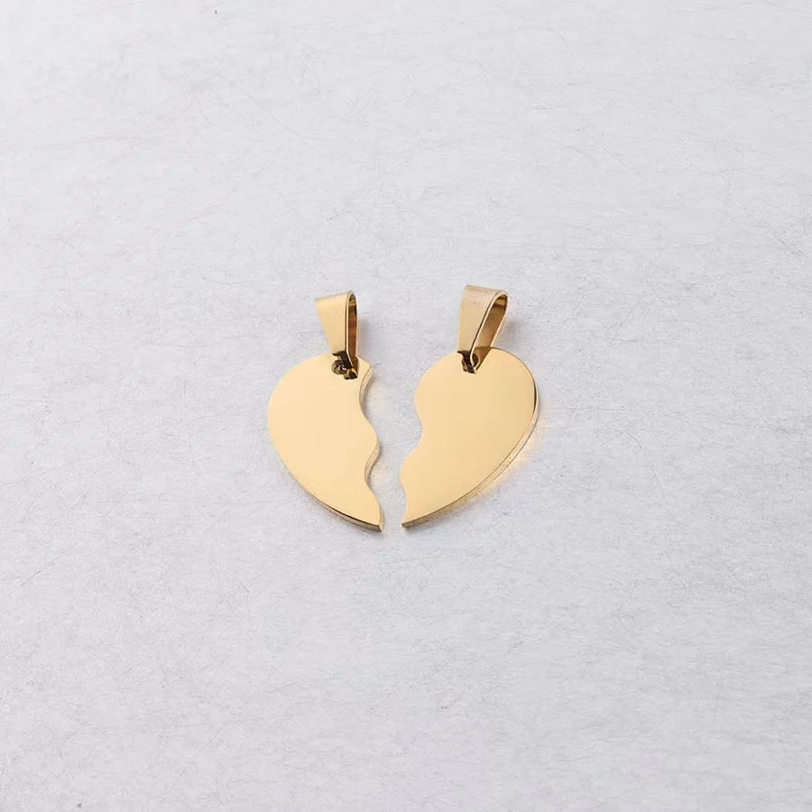 10Pairs/Lot Stainless Steel Broken Heart Charms Stitching Matching Two Halves Split Heart Charms For DIY Custom Necklace