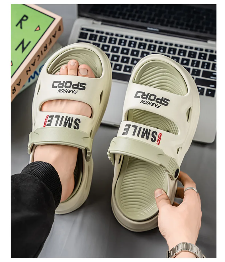 Herren-Hausschuhe, neue Sommer-EVA-Sandalen mit weicher Sohle, Plattform-Sandalen für drinnen und draußen, zum Gehen, Strandschuhe, Flip-Flops, Herrenschuhe – Detail 24