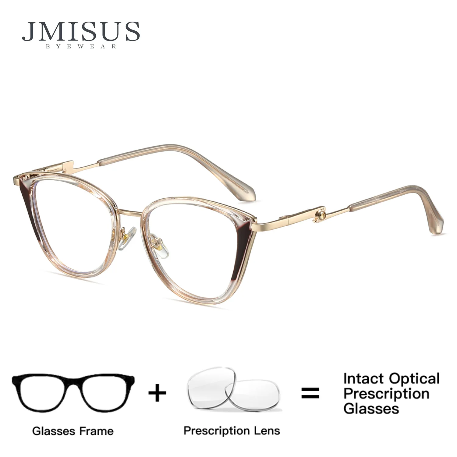 

JMISUS Classic Square Progressive Lenses Woman Metal Alloy Blue Light Blocking Cat Eye Photochromic Prescription Eyewear