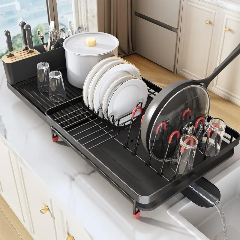 Dish Drying Rack, Expandable Dish Racks for Kitchen Counter, 16.5