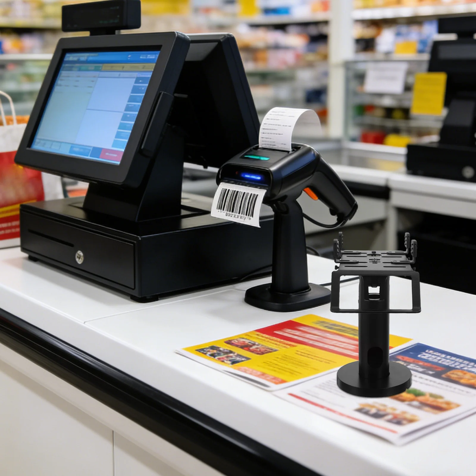 Card Reader Stand Holder for Desktop Organization, Adjustable Angle Mount for Credit Card Machine, Anti-Slip Base Office