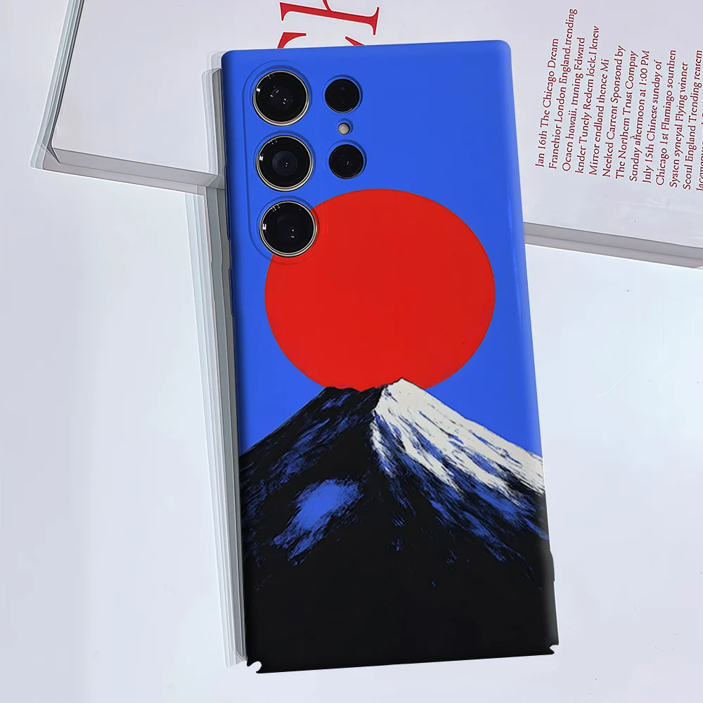 Red Sun Mountain Blue Sky For Samsung Galaxy S26 S25 S24 A56 A36 Dual Layer Luxury Fashion Full Lens Protective Case